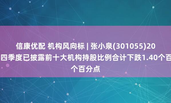 信康优配 机构风向标 | 张小泉(301055)2024年四季度已披露前十大机构持股比例合计下跌1.40个百分点