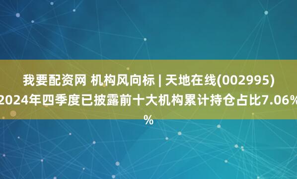 我要配资网 机构风向标 | 天地在线(002995)2024年四季度已披露前十大机构累计持仓占比7.06%